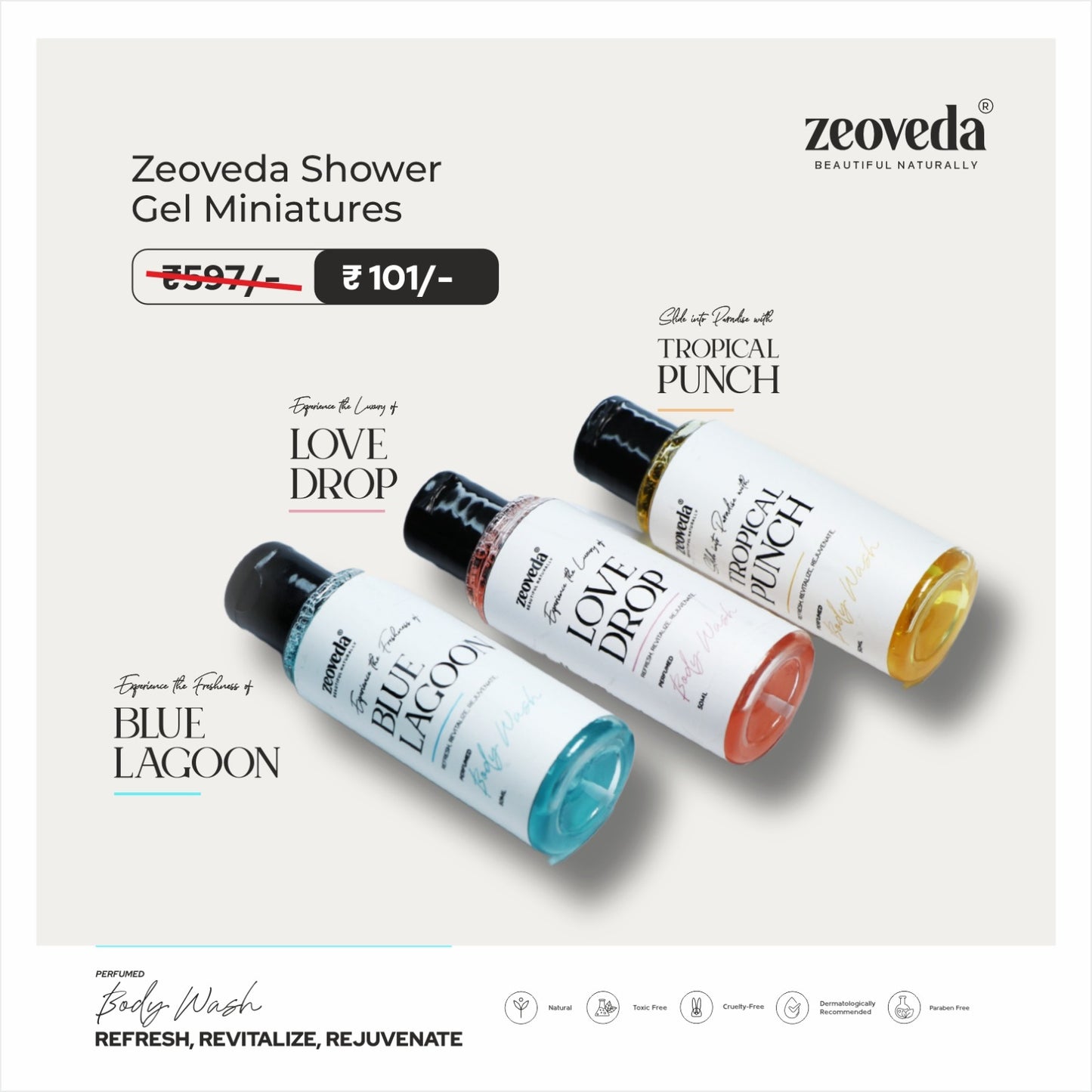 Zeoveda Perfumed Body Wash Bundle | Luxury Body Wash Combo (150 ml)