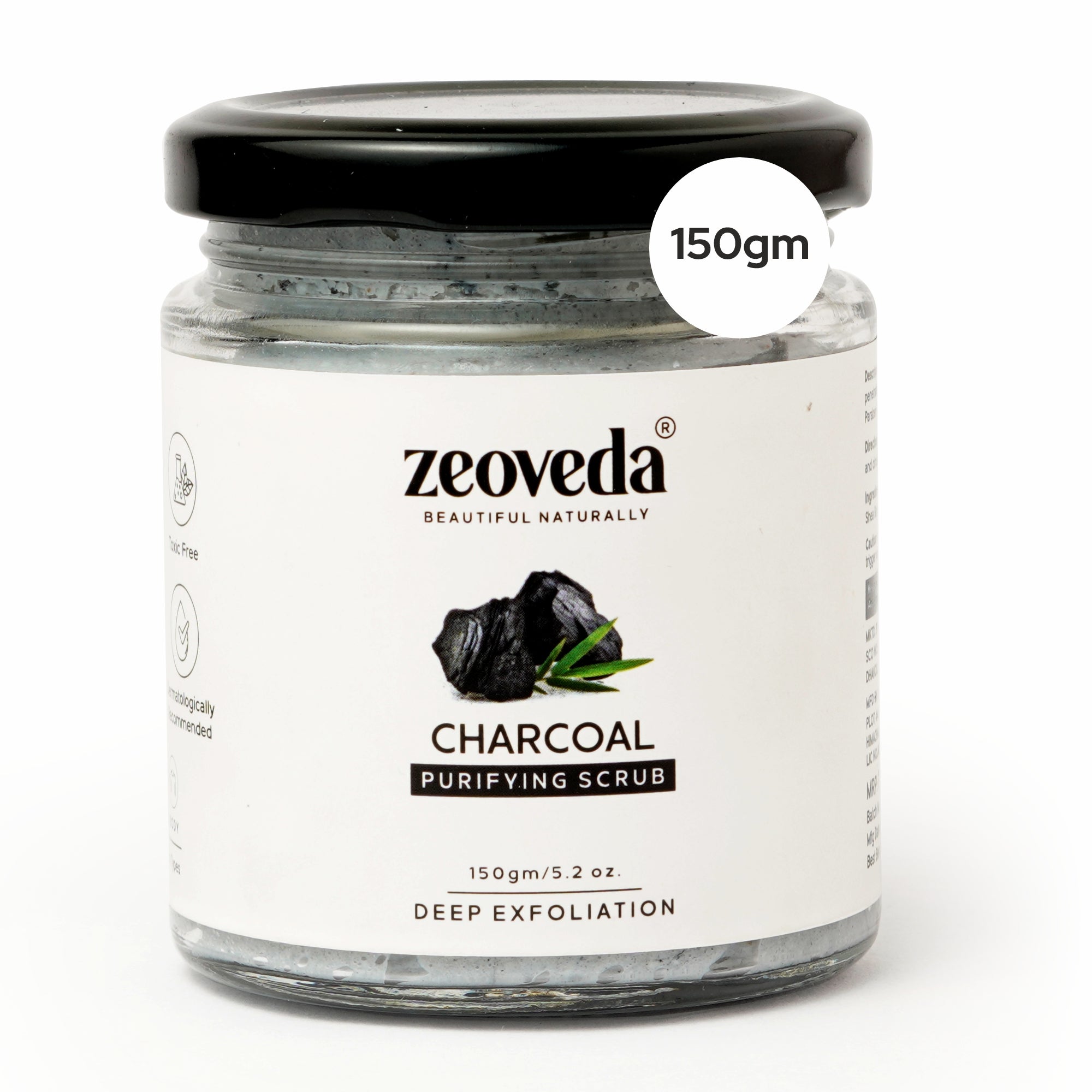 Charcoal Face And Body Scrub With Walnut Granules For Deep Cleansing & Exfoliation (150GM)