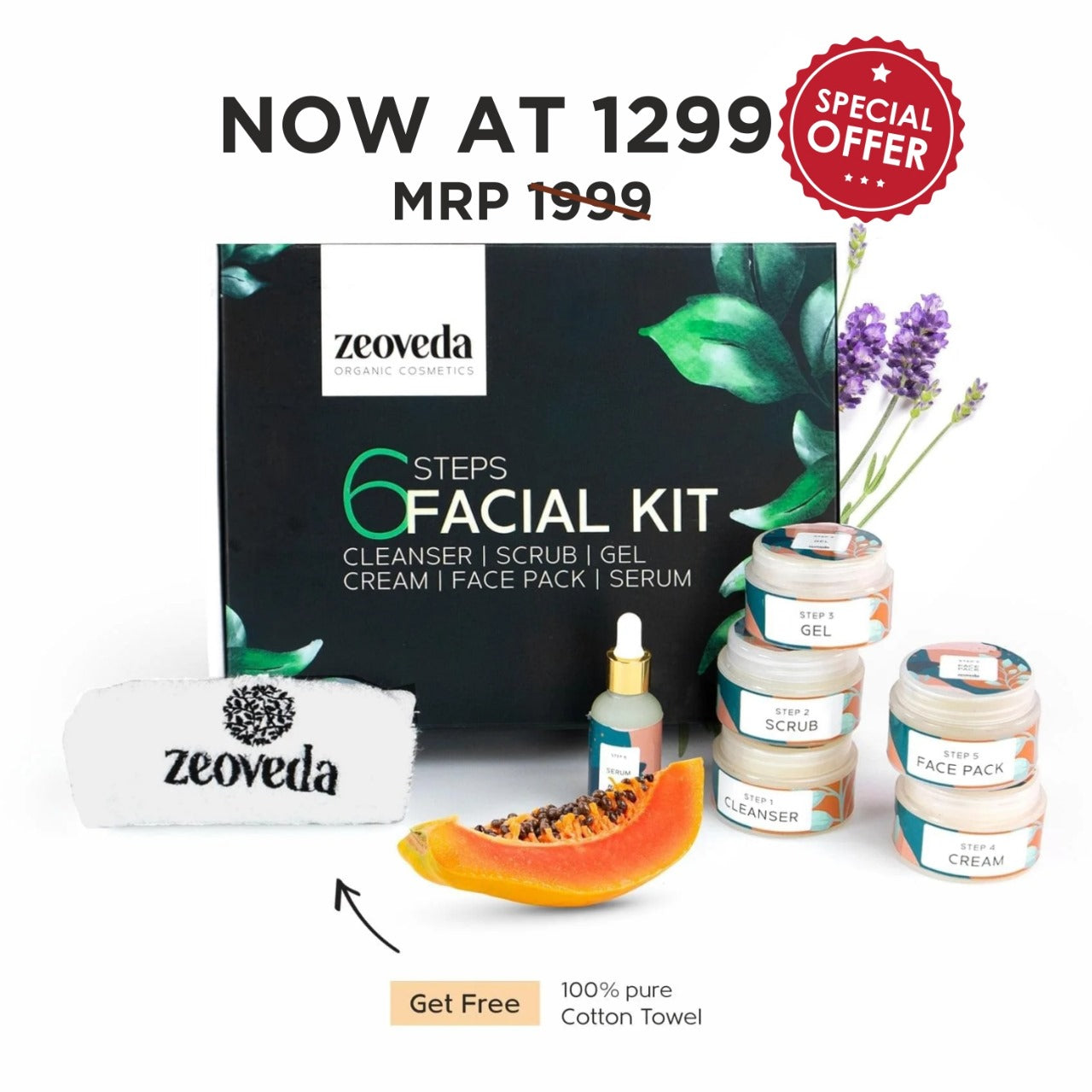 Pore Tightening 6 Step Anti Aging Facial Kit + Free Towel (worth Rs 250) - Upto 10 Uses