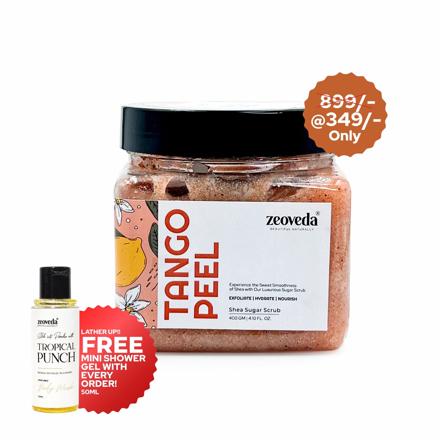 Tango Peel Shea Sugar Scrub for Radiant and Glowing Skin | Gentle Body Exfoliator (400gm)