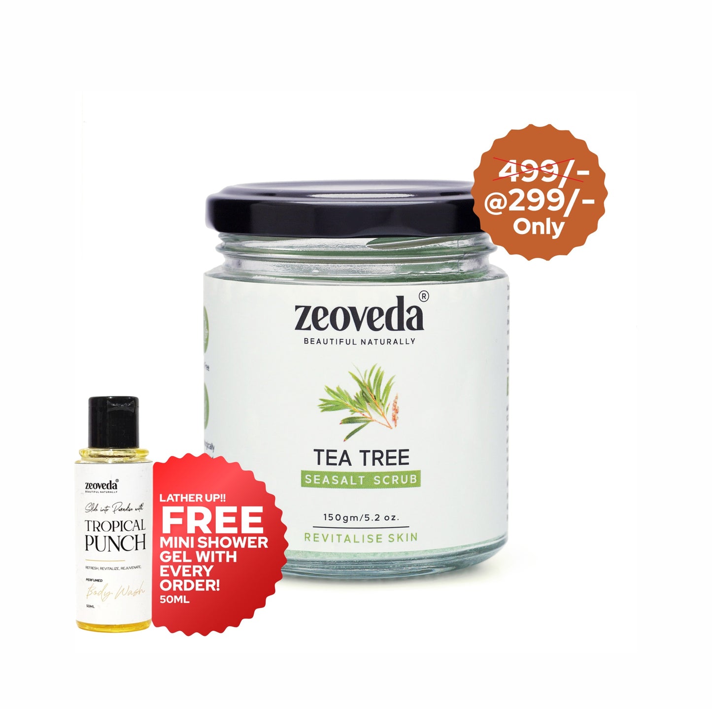 Tea Tree Scrub with Sea Salt for Exfoliation & Acne-prone skin| Skin Revitalising Scrub (150GM)