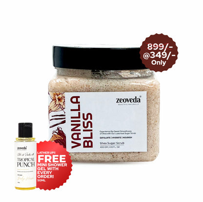 Vanilla Bliss Shea Sugar Exfoliating Scrub For Gentle Cleansing | Luxury Body Scrub for Enhanced Glow - 400gm