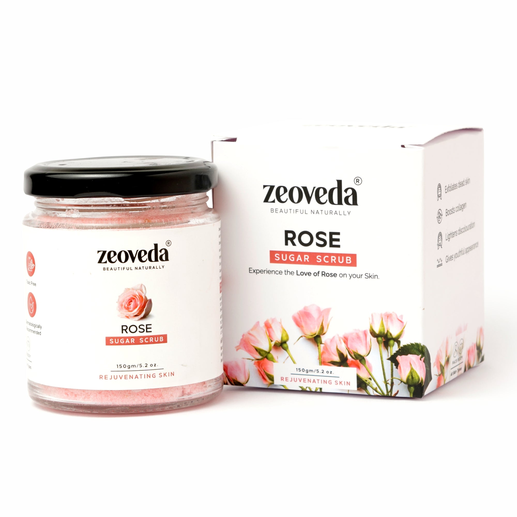 Rose Sugar Scrub(150GM) + Charcoal Face Wash(100ML) Combo For Impurity Free Natural Glow