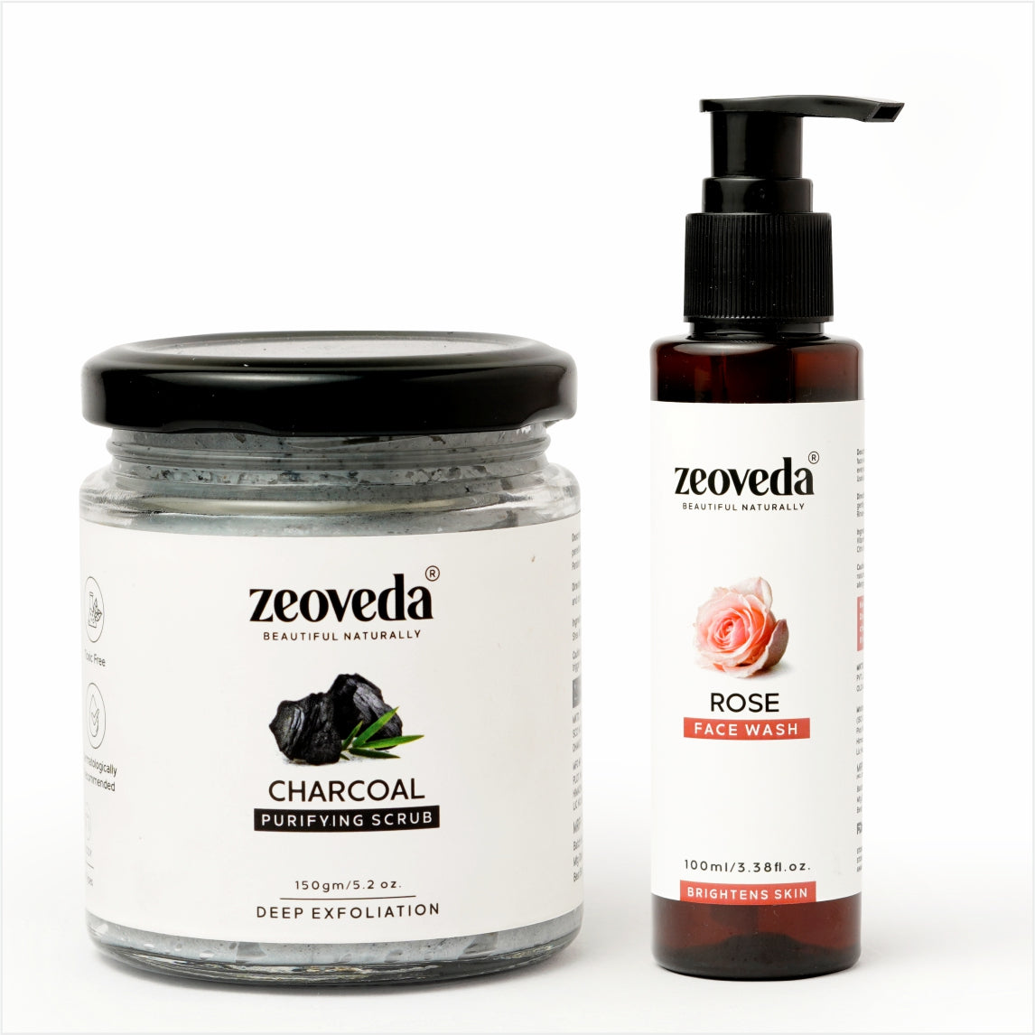 Charcoal Scrub(150GM) + Rose Face Wash(100ML) Combo For Complete Cleansing