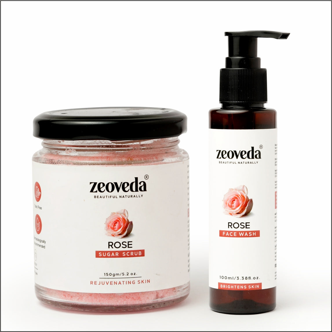Rose Sugar Scrub(150GM) + Rose Face Wash(100ML) Combo For Exfoliation & Anti-Aging