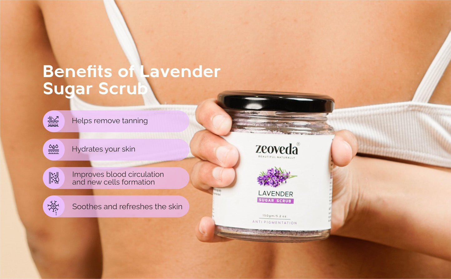 Lavender Sugar Scrub For Blackheads and Pigmentation | Anti Pigmentation Scrub (100ML)